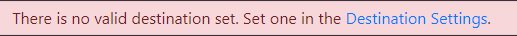 First Time Setup Destination Banner