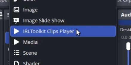 Add IRLToolkit Clips Player Source
