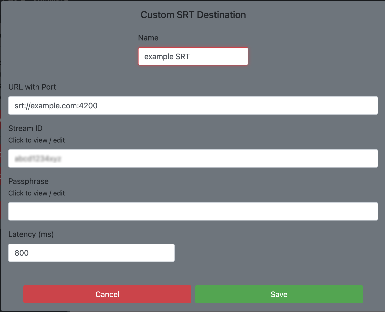 Custom SRT Settings