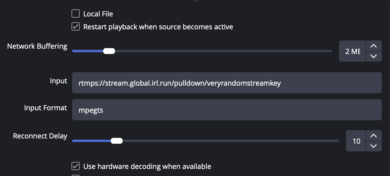 OBS Media Source Settings