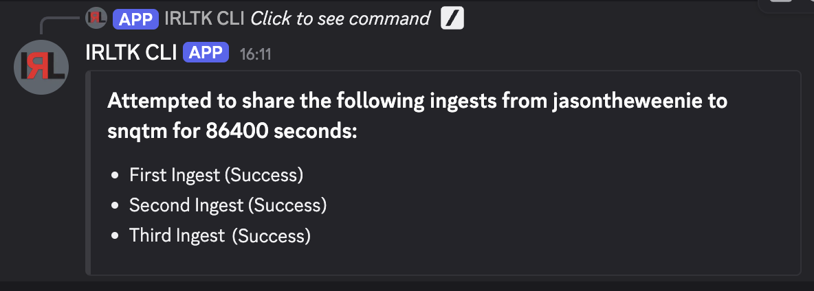 Ingests Successfully Shared