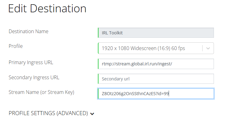 Fill RTMP Info